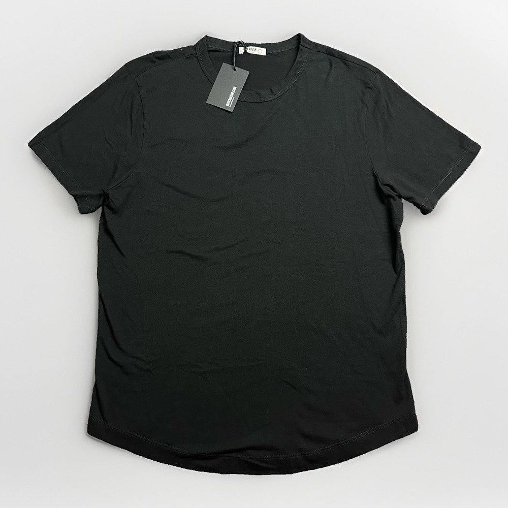 Buck Mason T Shirt Mens Large Black Pima Cotton curved Hem Tee Short Sleeve NWT